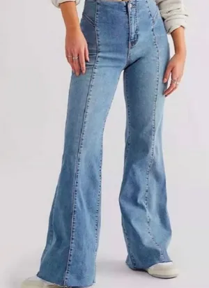 Free People We The Free Flare Wide Jeans High Rise size 26 Blue thumbnail 1