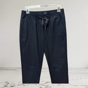 Gap Pinstripe Trousers Womens 0R Navy Blue‎ Excellent Drawstring Elastic Waist thumbnail 3
