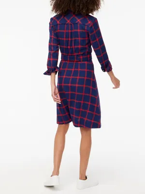 NWT J. Crew Size 2 Navy Blue Red Plaid Tie-Waist Flannel Belted Shirt Dress NEW thumbnail 4