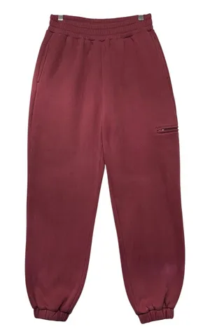 Comfrt Airplane Mode Signature Fleece Sweatpants‎ Maroon Red Joggers Womens M thumbnail 1