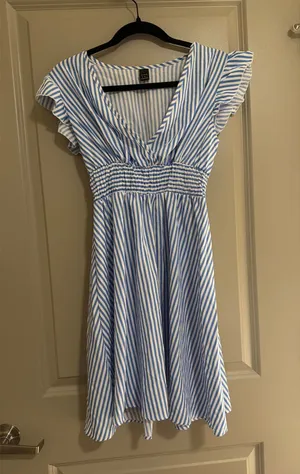 Shein Dress Blue Striped thumbnail 1