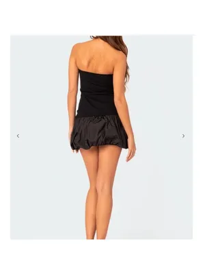 Edikted Black Bubble Skirt Ribbed Mini dress‎ size M thumbnail 3