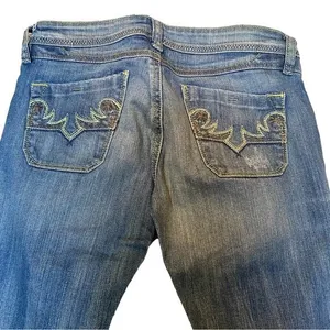 Y2K Diesel Size 6 Bootcut‎ Jean Green Embroidery Pockets Coastal Cowgirl Western thumbnail 4