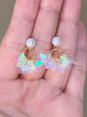 Handmade fairy cute unique style dangle earrings🩵 thumbnail 4