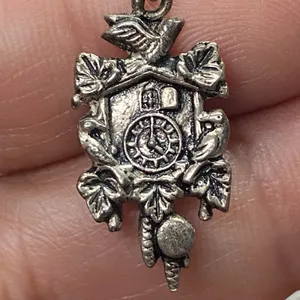 Vintage 800 Silver Cookoo Clock Bird Charm Pendant thumbnail 4