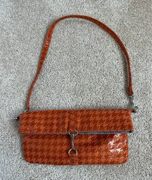 Jazzd Lightweight Orange Houndstooth Small Shoulder Bag thumbnail 1