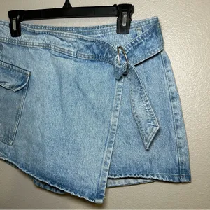 MNG Mango Cotton Denim Belted Cargo Mini Skort Skirt Women’s Size Medium thumbnail 6