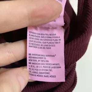 Soft & Sexy American Eagle Maroon Ribbed Bodysuit w/ Lace Up Back #MBG thumbnail 5