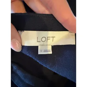 LOFT Square Neck Flounce Dress Women Small Black Linen Blend Trapeze Mini Preppy thumbnail 8