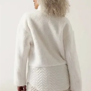 Women's White Sherpa Pullover Jacket thumbnail 3