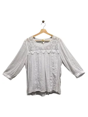 Anthropologie Fig And Flower Gauzy Top White Size XL Boho Cottagecore Coastal thumbnail 2