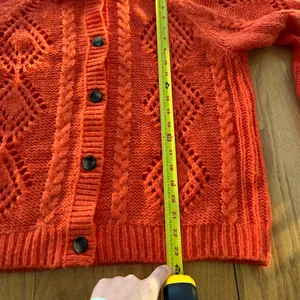 Sundance Women's Winter Tryst Open Cable Knit Cardigan Sweater Orange Large‎ thumbnail 8