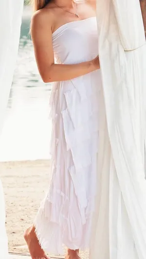 Soft white ruffle dress thumbnail 1