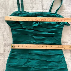 Gilar VTG Green Chiffon Silk Mermaidcore Whimsical Flounce Strap Dress 8 -Stain thumbnail 8