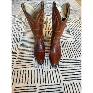 Vintage Exotic Lizard Leather Cowboy Boots Brown Western Unmarked thumbnail 4