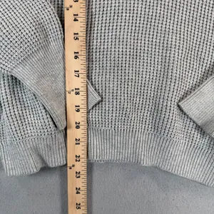 Lunya Good In Bed Organic Cotton Silk Waffle Knit Henley Sweater Grey XS/S thumbnail 4