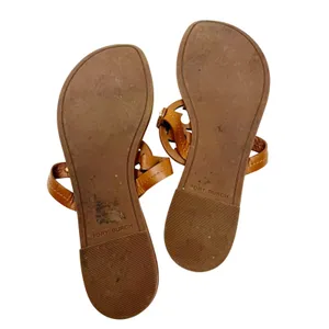 Tory Burch Miller Sandals Women Size 9 Tan Cognac Leather Thong Flats thumbnail 6