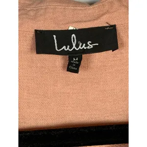 Lulus Dress M NWT Blush Pink Linen Blend Lace Up Shift Midi Pockets Resort thumbnail 10