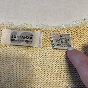 Sostanza Crochet Sweater Vest‎ Vintage Medium Boho Ramie Floral Hippie 90s Y2K thumbnail 2