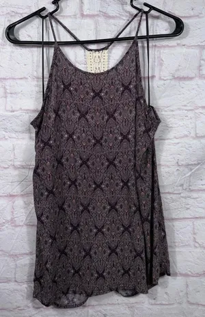 KaiLeigh Women’s XL Boho Paisley Crochet Back Tank Top Rayon thumbnail 1