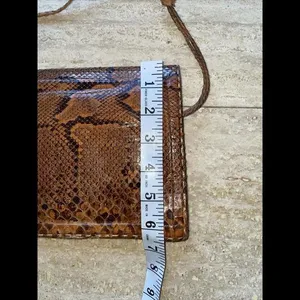 VTG Brown Python Snake Skin Leather Envelope Clutch‎ Handbag Purse thumbnail 10