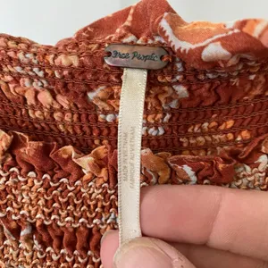 Free People Boho Coastal Smocked Floral Tiered Maxi Dress Small Rust thumbnail 4
