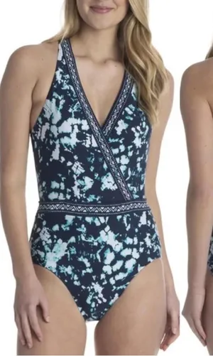 Jantzen Mare Tie Dye Wrap Open Back One Piece Swimsuit Size 12 thumbnail 1