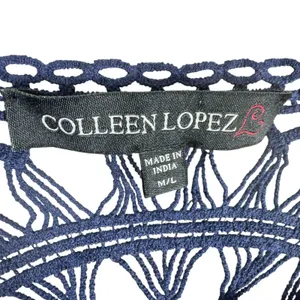 Colleen Lopez Boho Colorful Floral Crochet‎ Lightweight Open Oversized Tunic M L thumbnail 9