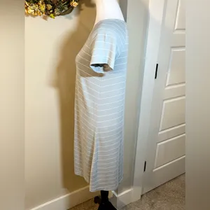 FREE FLY Womens Bamboo Dockside Sagebrush/White Stripe Tee Shirt Dress Sz S 💛 thumbnail 7