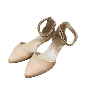 Charlotte Russe, cream, size 7 flats with chain ankle strap thumbnail 2