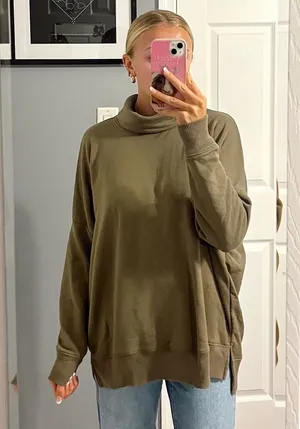 Aerie Green Turtleneck Crewneck thumbnail 1
