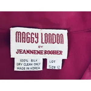 Vintage Maggy London by Jeannene Booher 100% Silk Dress 12‎ Magenta Pink Classic thumbnail 6