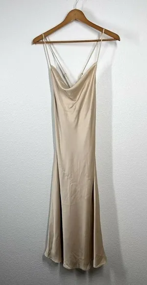 Show Me Your Mumu Verona Cowl Dress Champagne Luxe Satin thumbnail 1