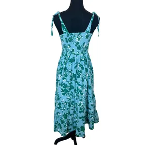 Seraphine Teal Floral Midi Maternity Nap Dress SMALL Nap Smocked Cottage $80 thumbnail 7