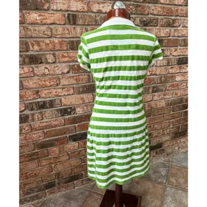 Twisted Heart Y2K Terry Stripe Dress Small Medium Preppy Polo Snap Front thumbnail 3