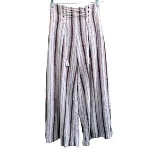 Anthropologie Chiara Corseted Wide Leg Pants Brown Motif Size 0 Linen Cotton thumbnail 2