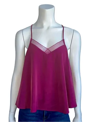 Free People Heartbeat Sheer‎ Mesh Panel Trim Swing Cami Tank Minimalist Ethereal thumbnail 1