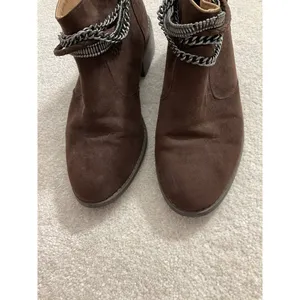H&M Brown Suede Material w/ Chain Zipper Ankle Boots Womens Size 8 #I3 thumbnail 5