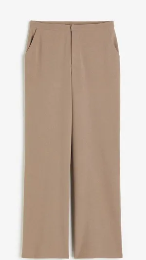 H&M Taupe Straight‎ Leg Dress Pants Women's US 12 High Rise Slit Hem thumbnail 1