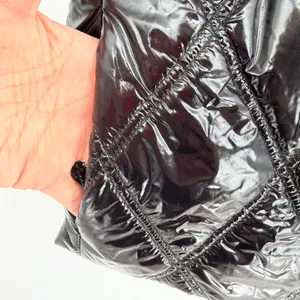 Michael Kors Quilted Puffer Vest Women Large Black Shiny Streetwear Luxe Winter thumbnail 9