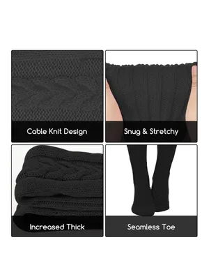 🖤Black Extra Long Cable Knit Thigh High Boot Socks🖤 Black thumbnail 3