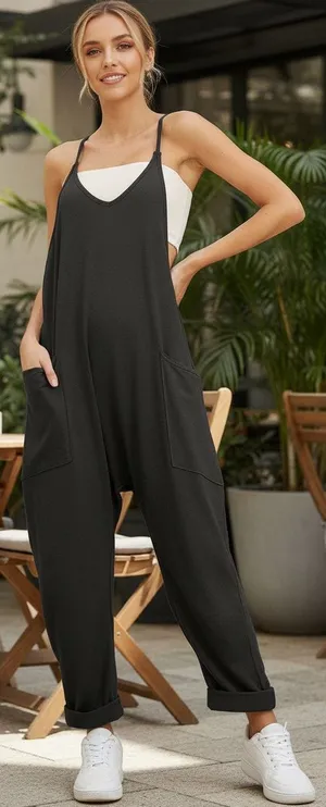 M Jumpsuit One piece Overall Lounge Sleeveless Dark Grey Women's thumbnail 1