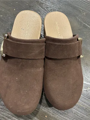 Andiamo Women's Brown Suede Mule with Decorative Buckle 6.5 wide thumbnail 5