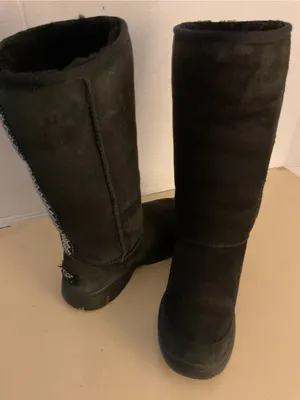 UGG women Black suede tall Tasman braided classic boots US 6 thumbnail 4