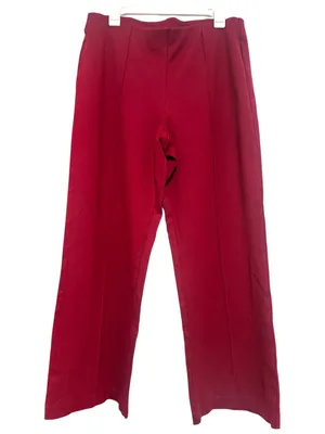 Rafaella Comfort Red Front Seam Pull On Pants 16 Stretch Pintuck Trouser thumbnail 3