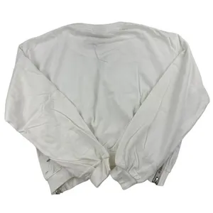 Honey Punch - Distressed Crop Sweatshirt with Zip Sides in Off White thumbnail 6
