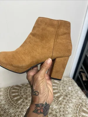 Suede Block Heel Ankle Booties thumbnail 5