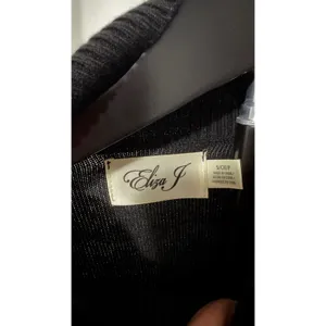 Eliza J Black Ivory Striped Turtleneck Sweater Dress Gold Buttons Size S thumbnail 2