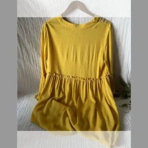 Hazel Embroidered Beach Cover Up Tunic Bell Sleeve Yellow Rayon Women's M NWT thumbnail 8