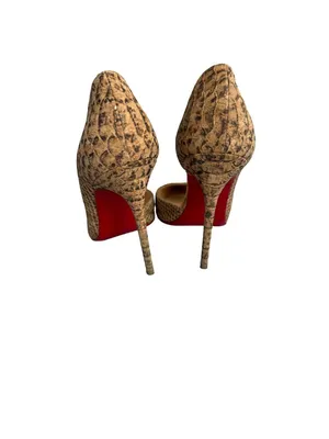 Christian Louboutin Iriza Tan Brown Python Embossed Pointed Toe D Size 7 Women's thumbnail 4